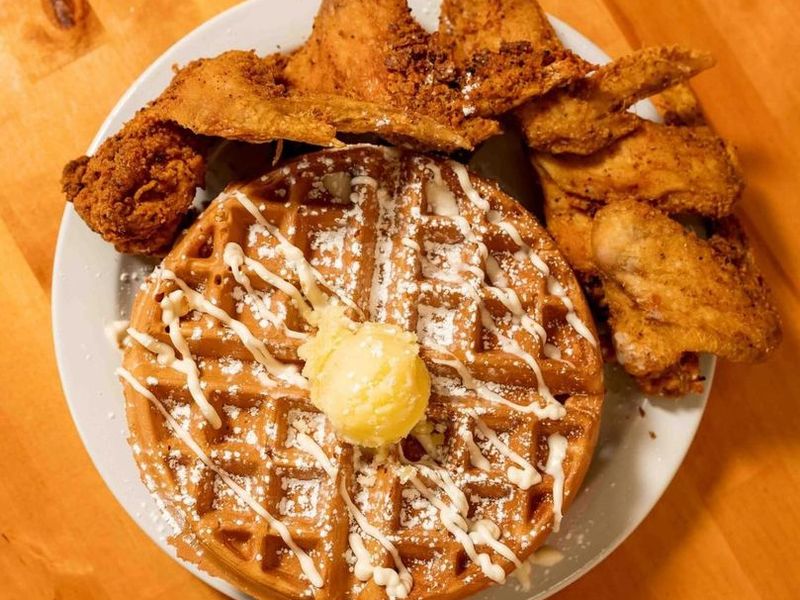 Chicken and Waffles at Sunrise Social
